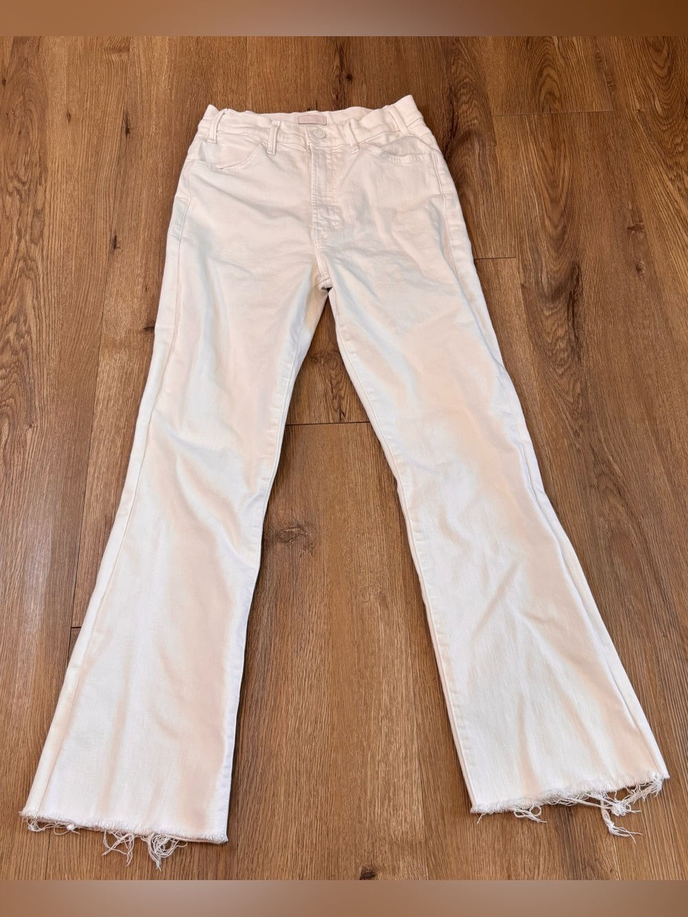 Mother Women’s Hustler Ankle Fray Fairest Of Them All Jeans White 27 Fits 26x27